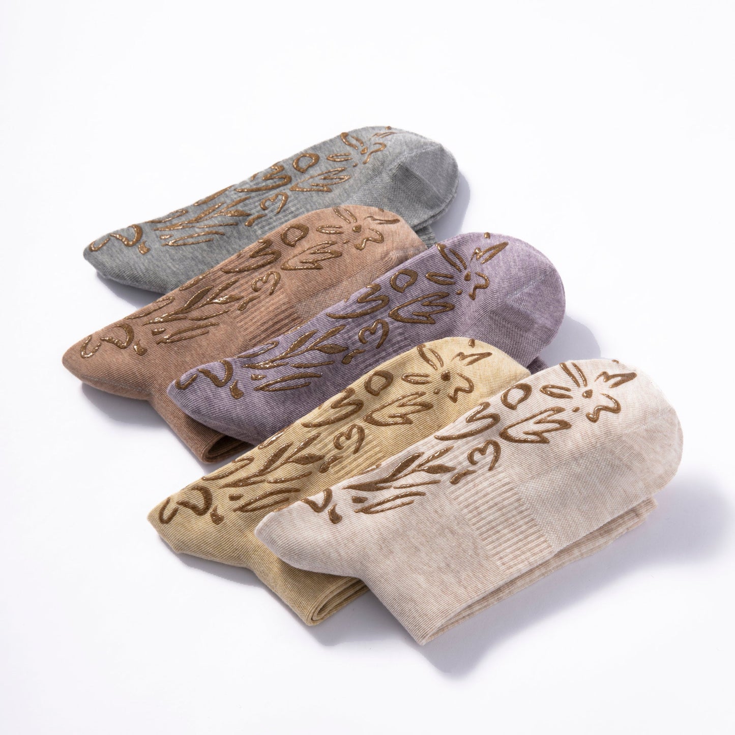 Serene Socks- Adult Organic Cotton Non-Slip Socks- 4 Seasons- Beige- 2 Pairs