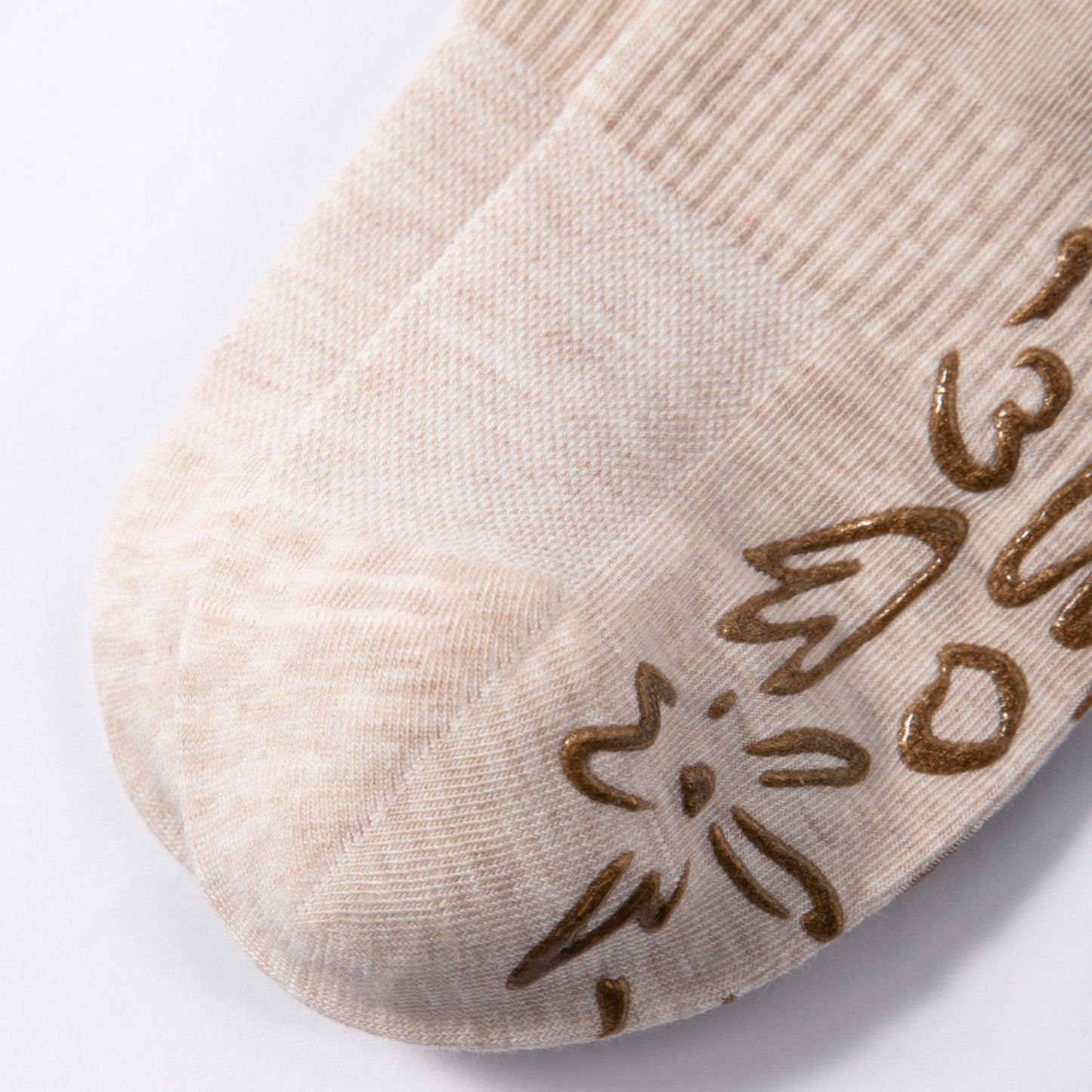 Serene Socks- Adult Organic Cotton Non-Slip Socks- 4 Seasons- Beige- 2 Pairs